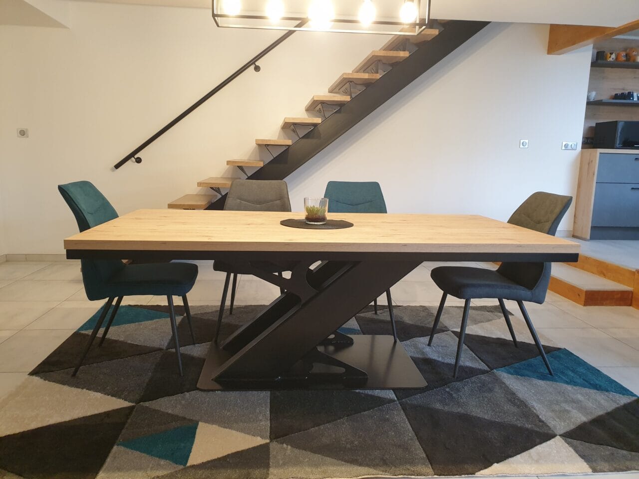 Table de salle à manger En acier thermolaqué + plateau bois