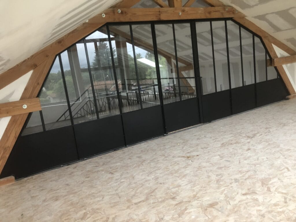 Verrière sur mesure coulissante intérieure acier thermolaqué